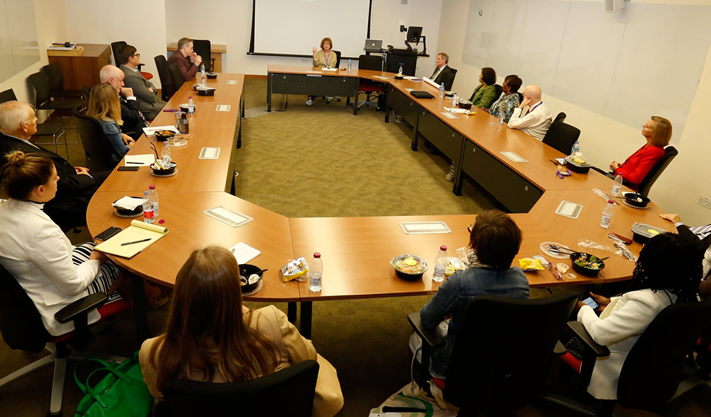 Ellen Wartella conducts at research colloquium at NU-Q